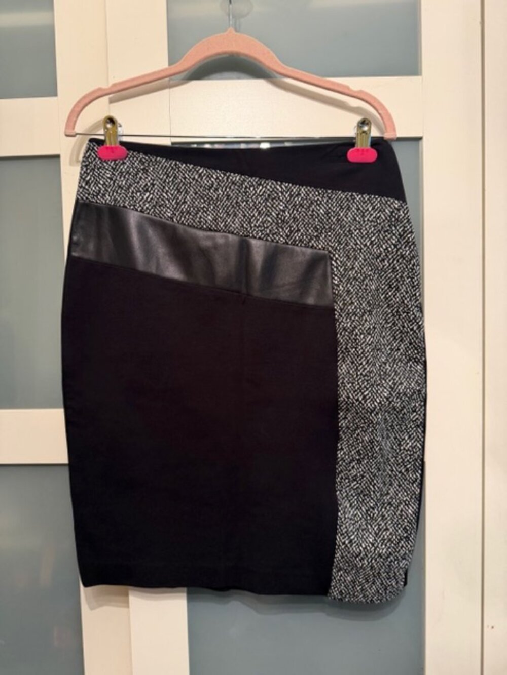 Calvin Klein wool leather skirt, black gray, size 6